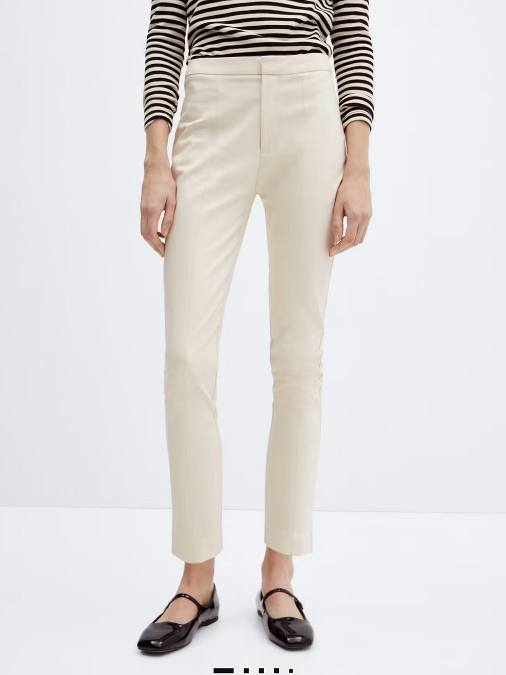 Mango Neutral Cream Straight-Leg Trousers